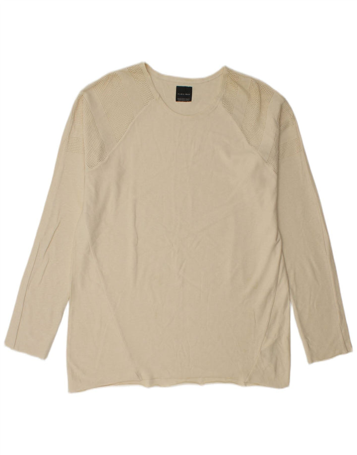 Zara Top masculino manga comprida XL algodão bege