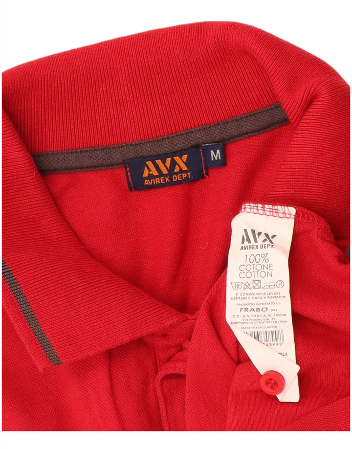 Camisa polo masculina Avirex de algodão vermelho médio