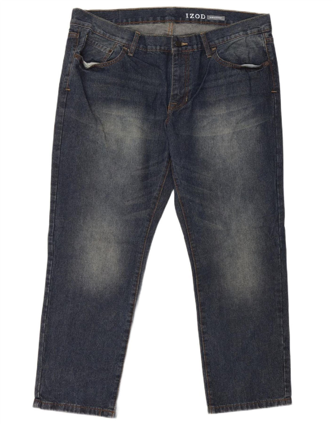 IZOD Mens Slim Straight Jeans W40 L30 Azul Algodão