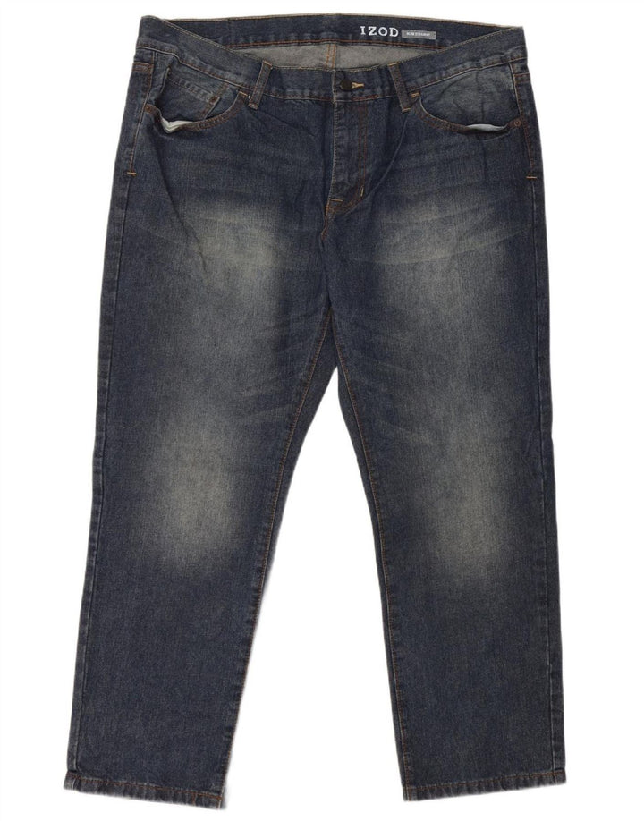 IZOD Mens Slim Straight Jeans W40 L30 Azul Algodão