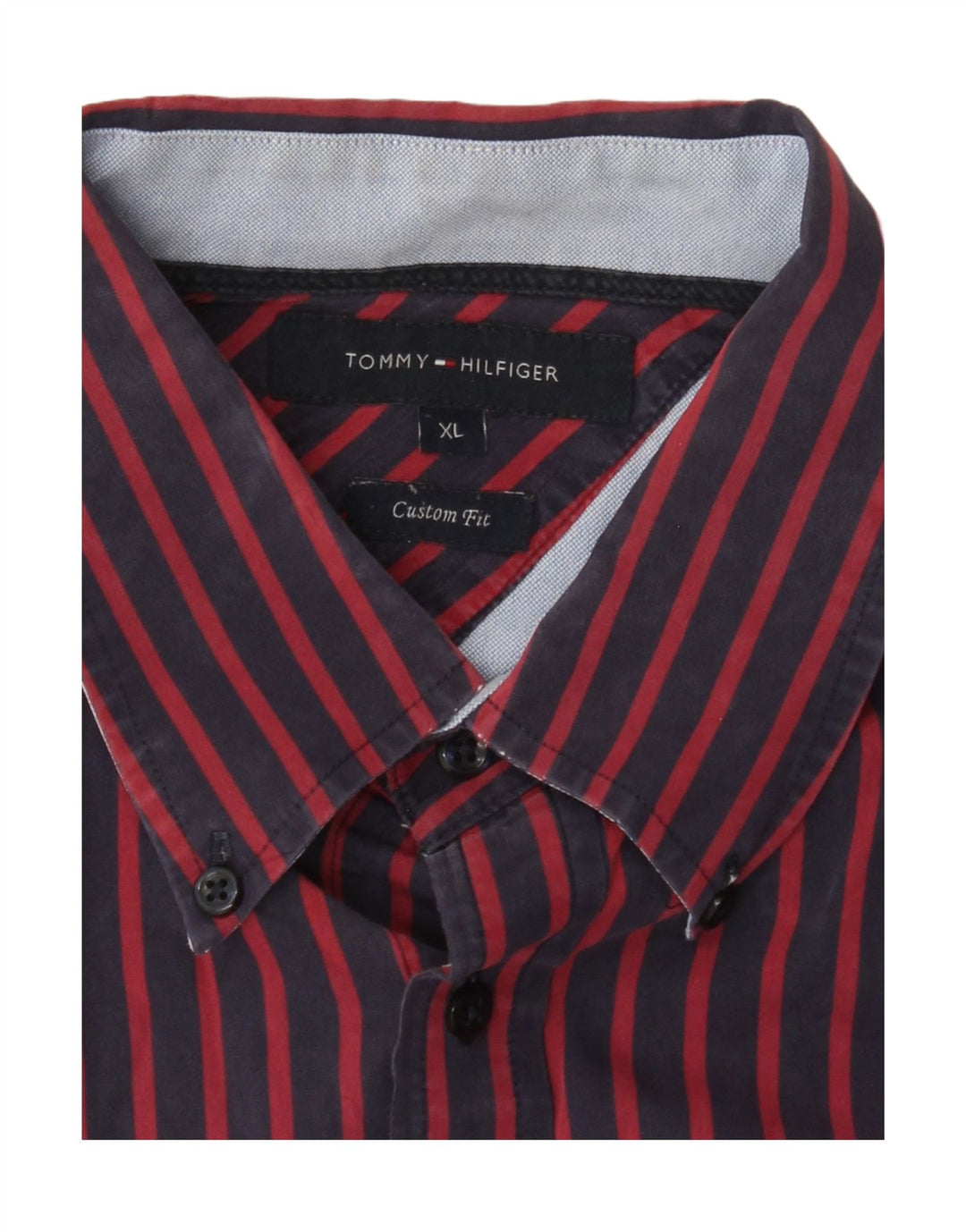 Camisa masculina TOMMY HILFIGER Custom Fit XL listrada azul marinho