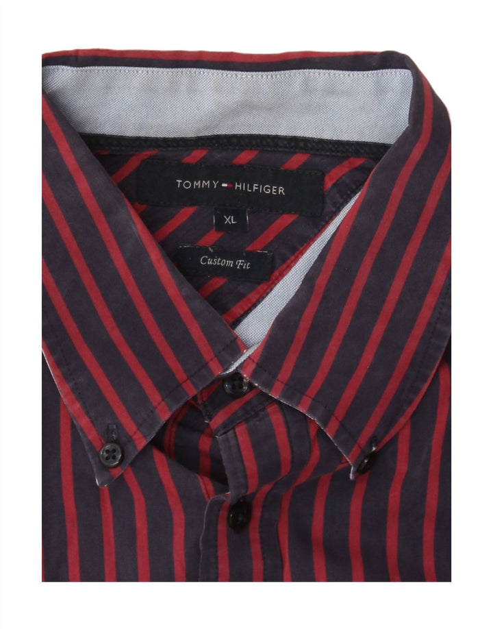 Camisa masculina TOMMY HILFIGER Custom Fit XL listrada azul marinho