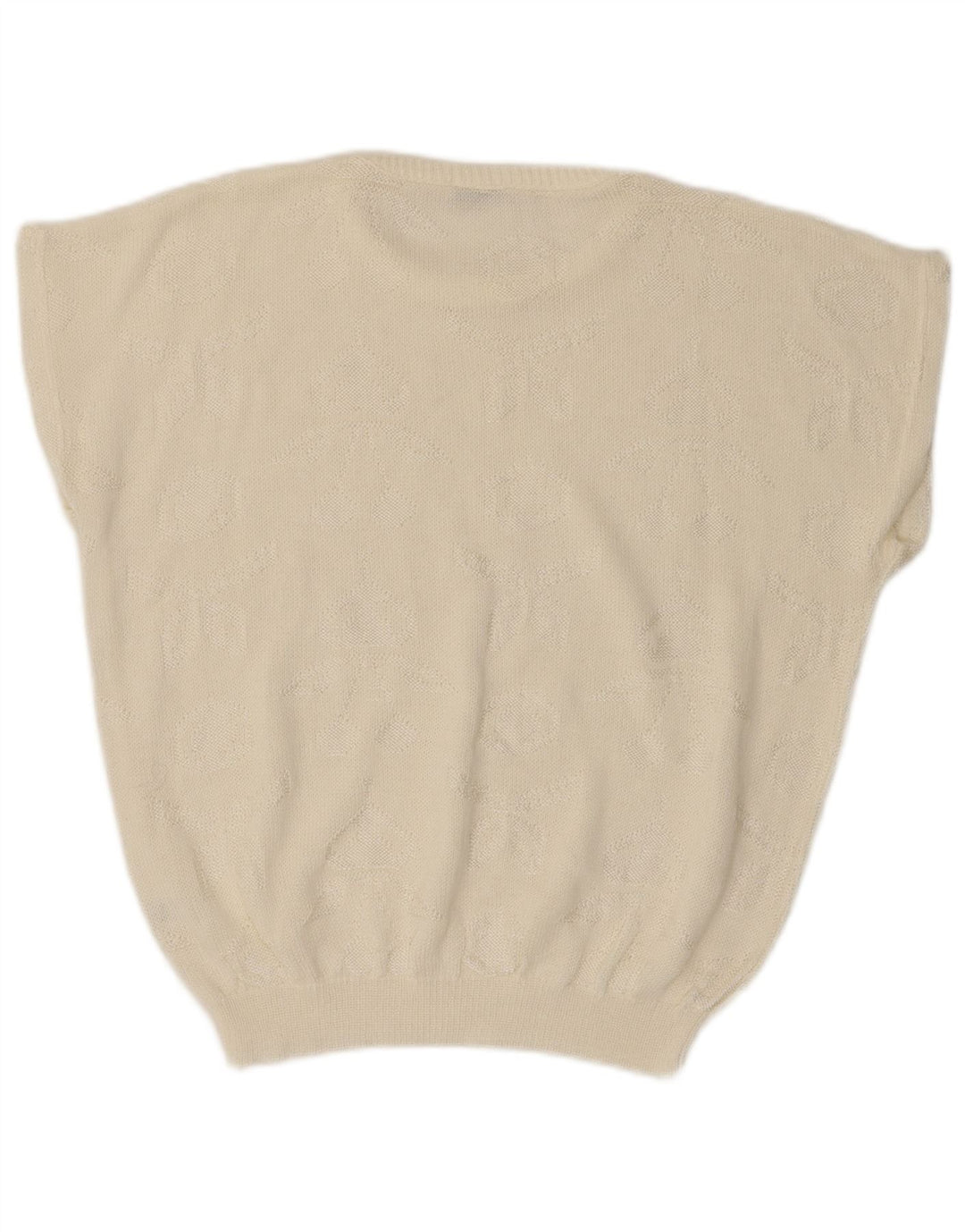 Suéter feminino VINTAGE com gola redonda grande e gola redonda UK 14 médio off white