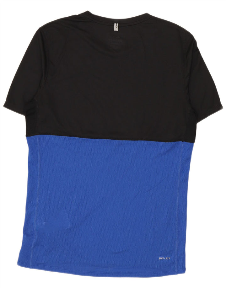 Camiseta masculina NIKE Dri Fit Top pequeno preto colorblock poliéster