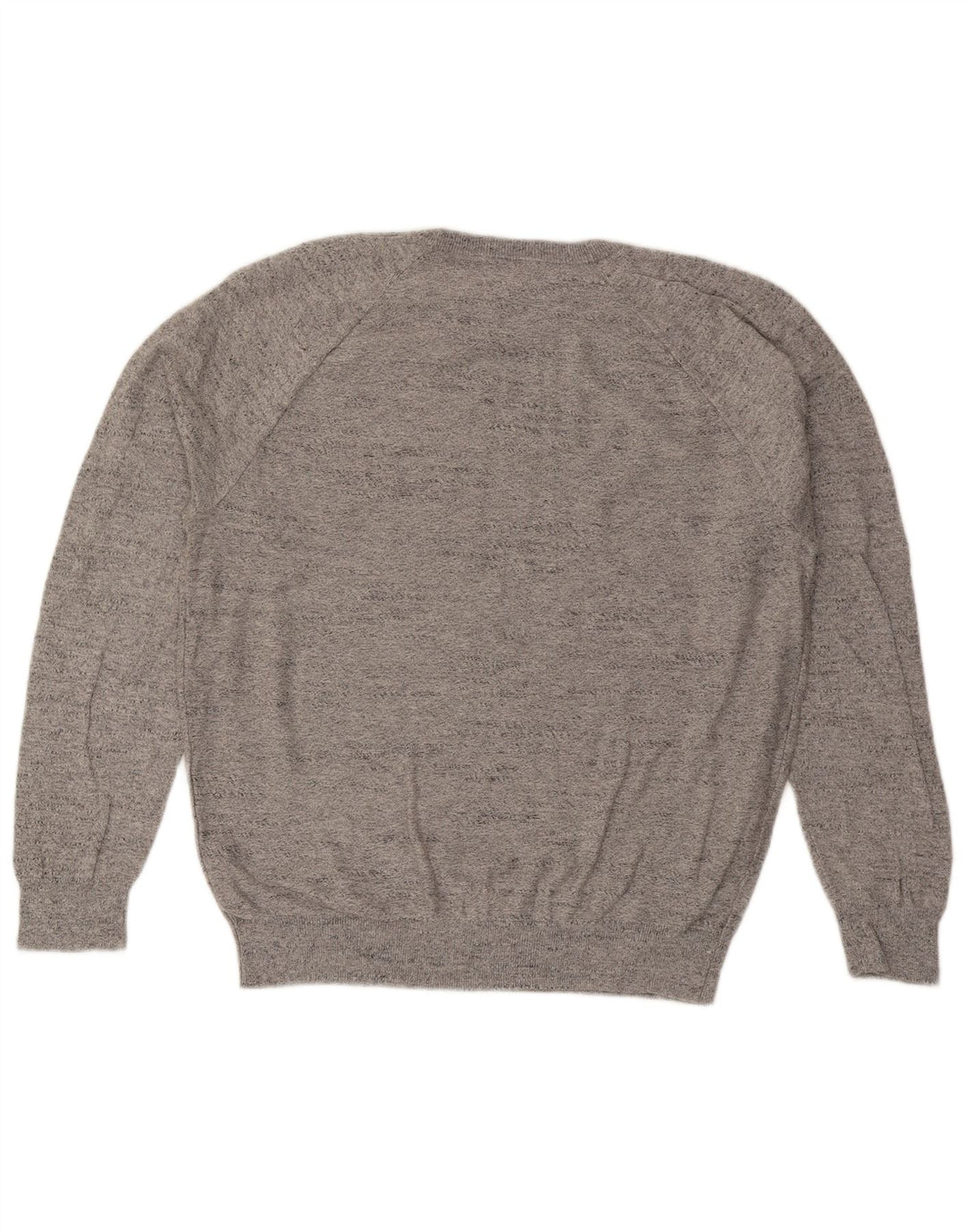 Suéter masculino J. Crew com gola redonda, algodão manchado cinza grande