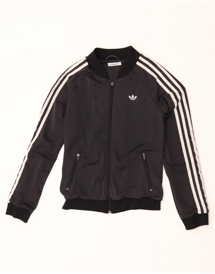 Adidas Womens Tracksuit Top Jacket EU 34 XS Preto Nylon