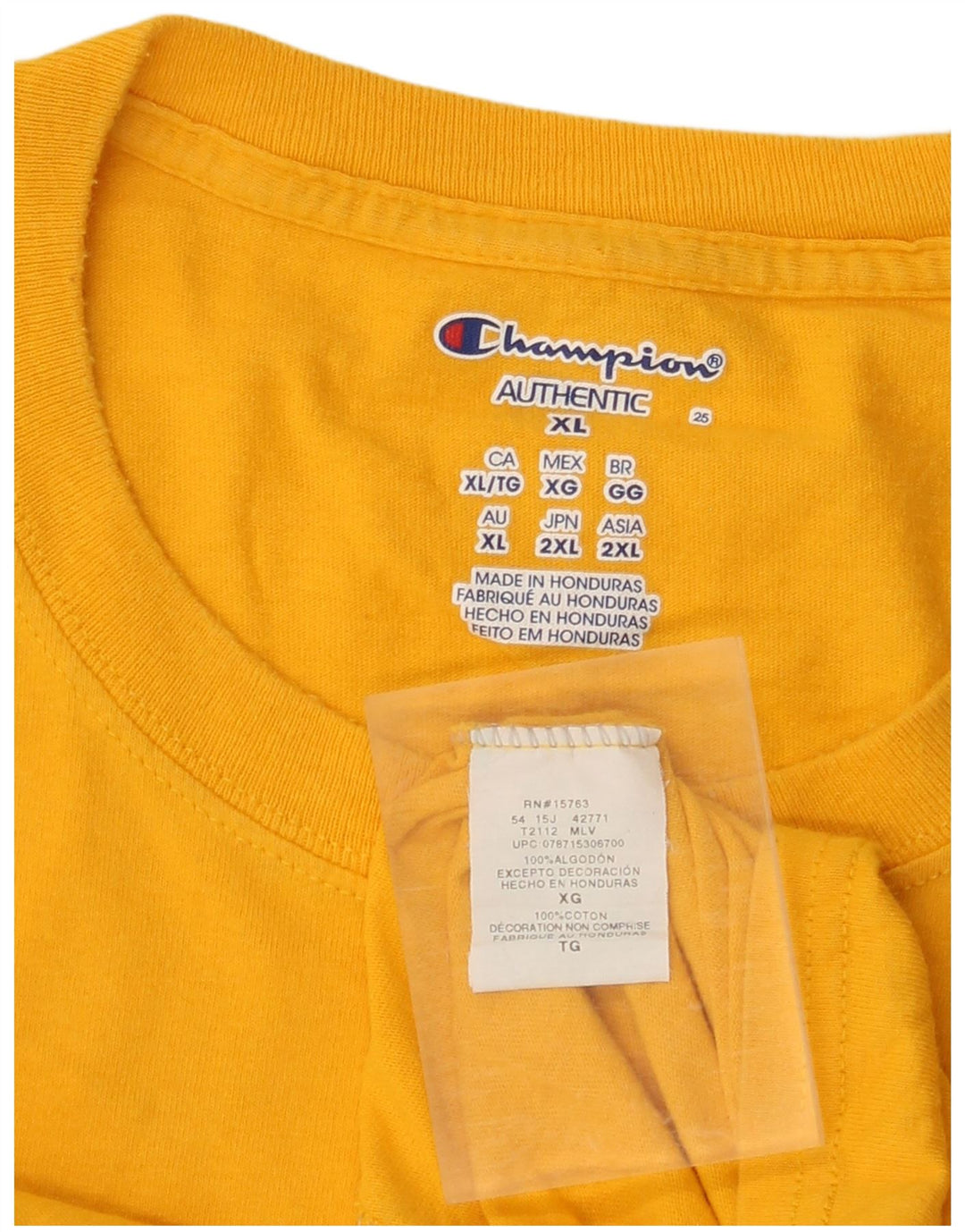 Camiseta masculina CHAMPION Top XL algodão amarelo