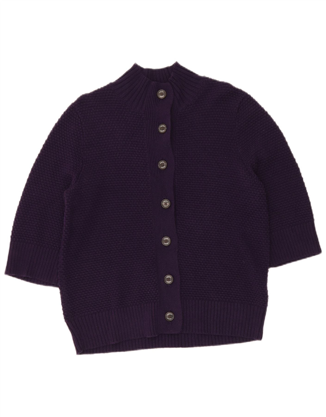 Suéter cardigã feminino manga 3/4 CHAPS Reino Unido 12 médio roxo