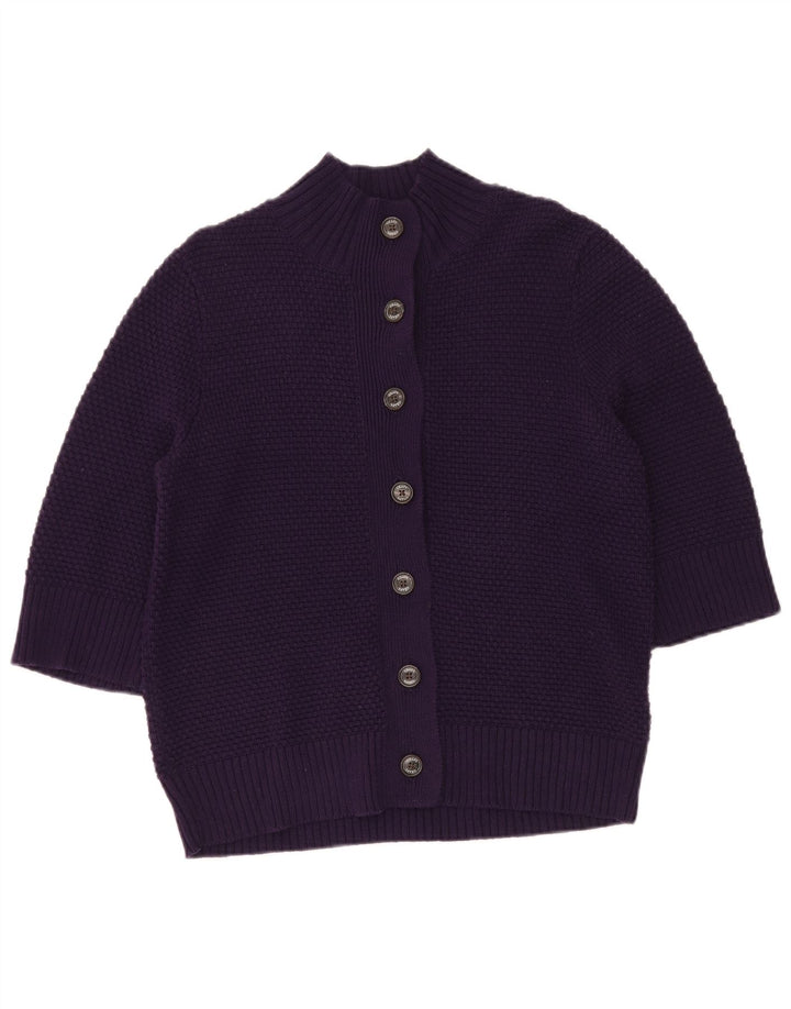 Suéter cardigã feminino manga 3/4 CHAPS Reino Unido 12 médio roxo