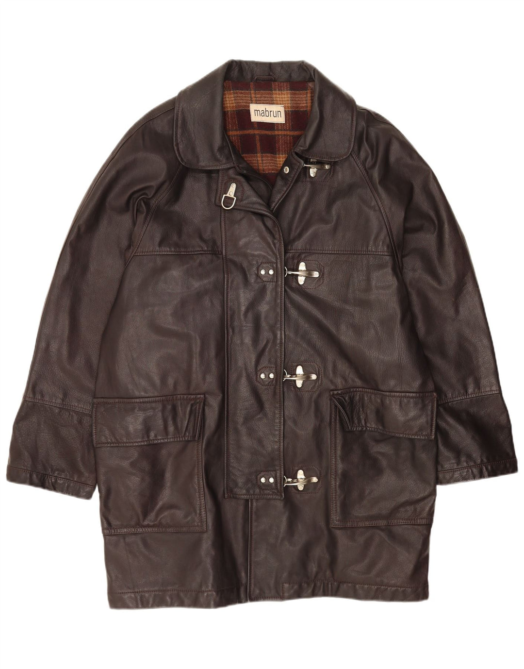 Casaco feminino de couro superdimensionado MABRUN IT 50 XL couro marrom