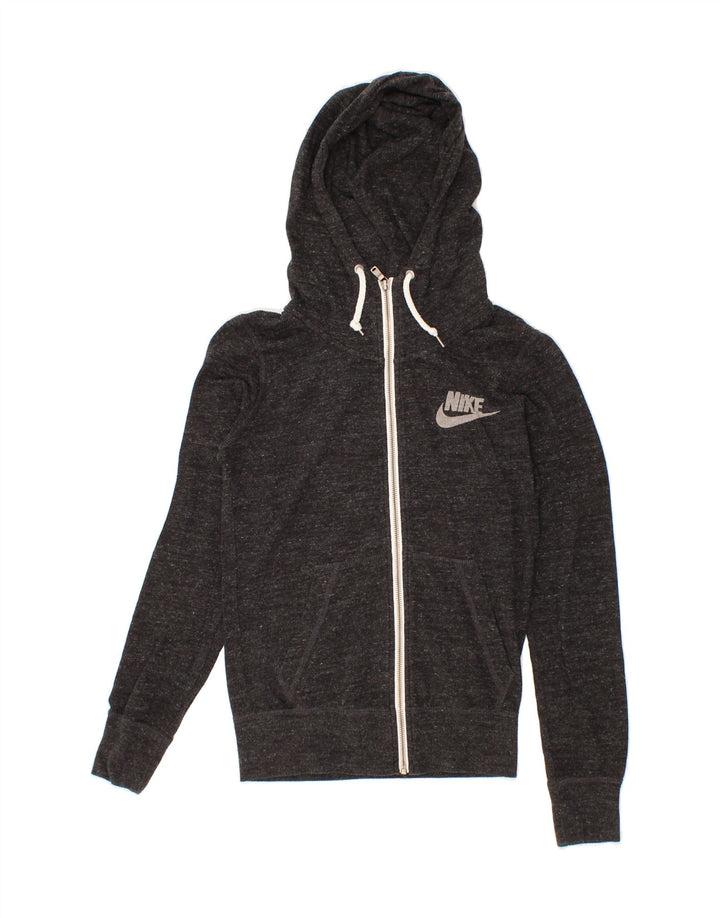 NIKE Womens Zip Hoodie Sweater UK 6 XS Grey Cotton Vintage Nike and Second-Hand Nike from Messina Hembry 