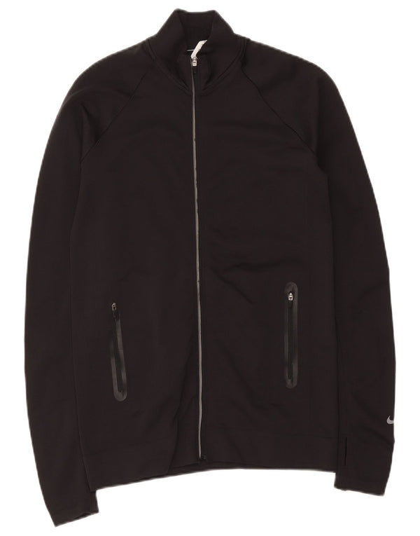 Nike Womens Dri Fit Tracksuit Top Jacket UK 10 Pequeno Preto Nylon