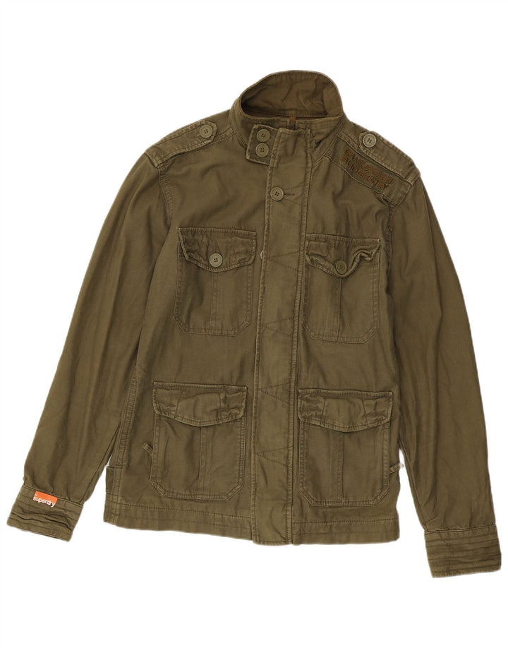Jaqueta militar masculina Superdry UK 38 algodão cáqui médio