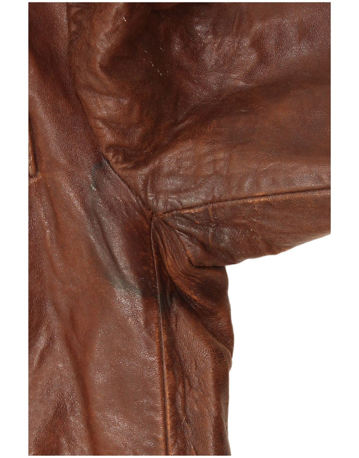 Jaqueta blazer de couro vintage masculina com 2 botões IT 44 XS couro marrom