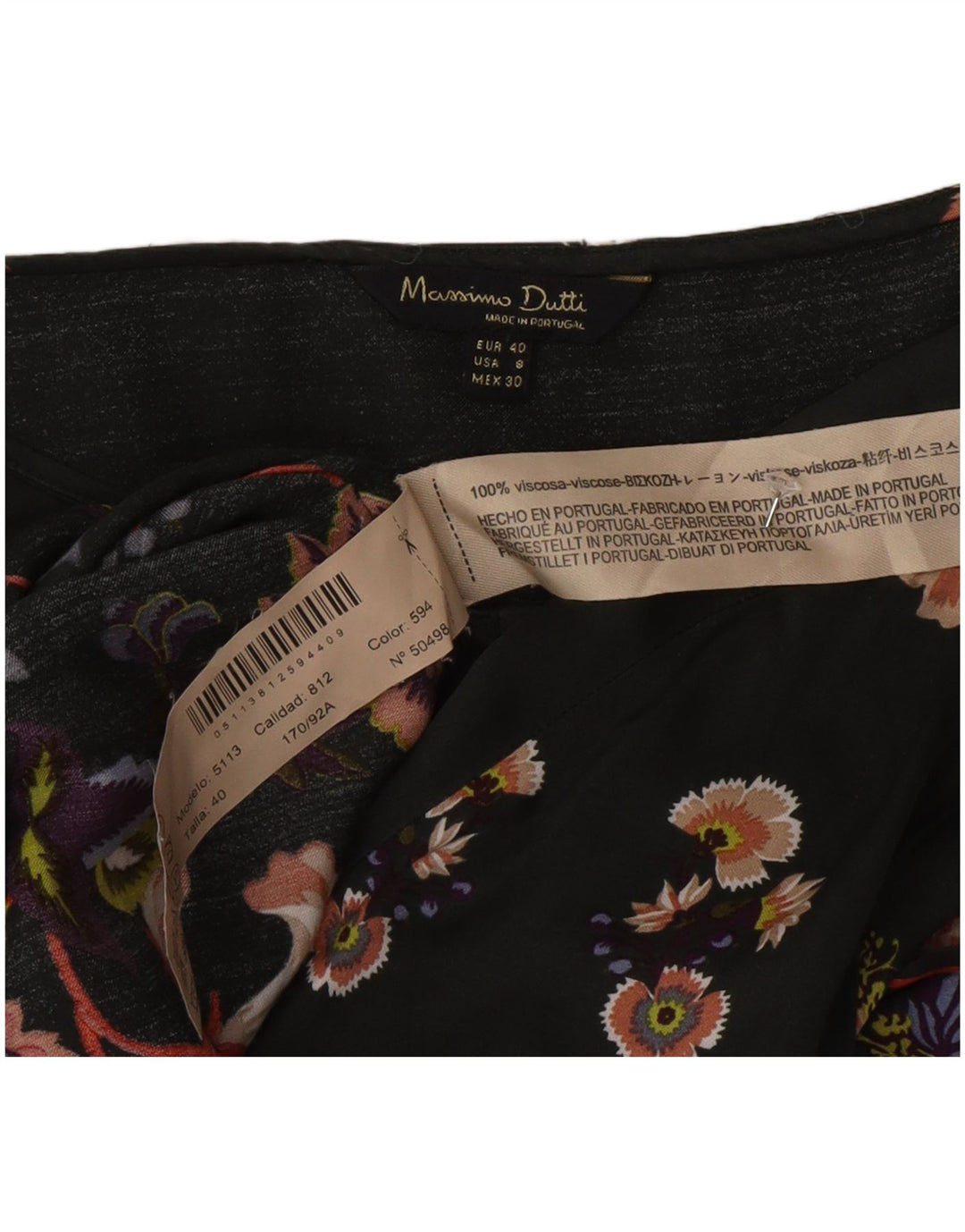 Blusa feminina Massimo Dutti de manga comprida EU 40 verde médio floral
