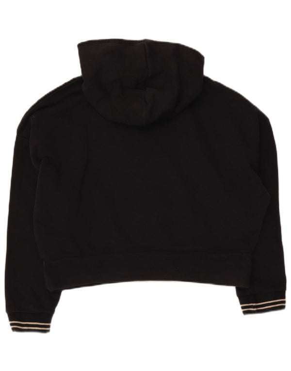 Fila Girls Crop Graphic Hoodie Jumper 9-10 Anos Algodão Preto