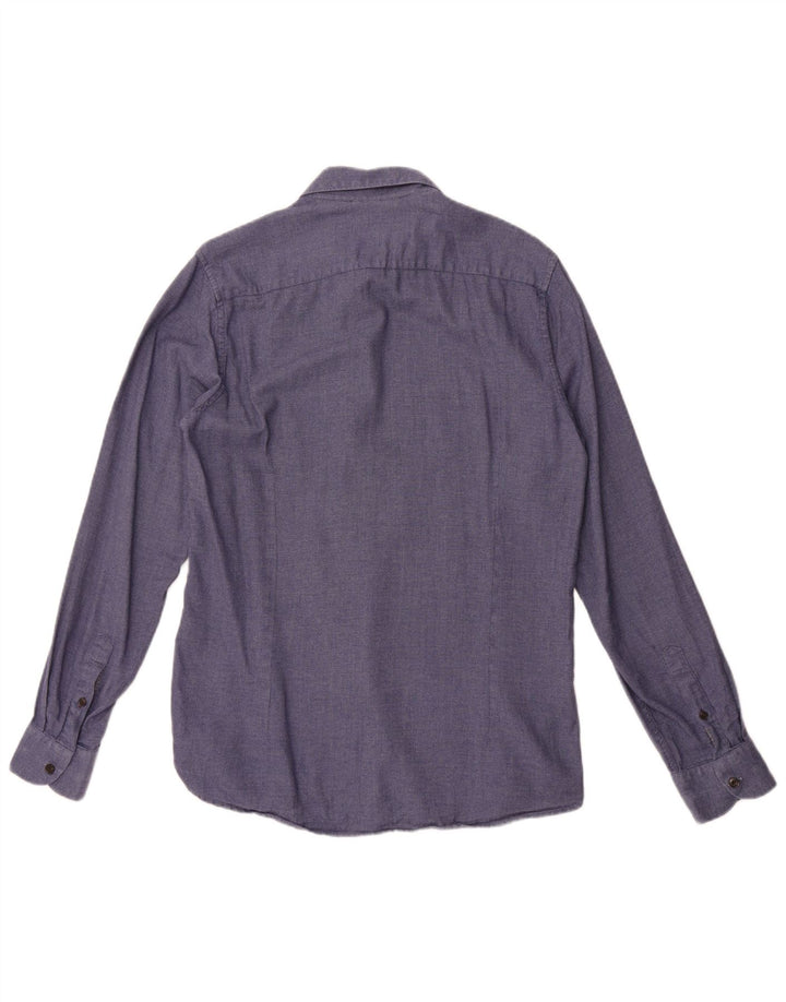 Camisa masculina Ted Baker tamanho 3 algodão azul médio