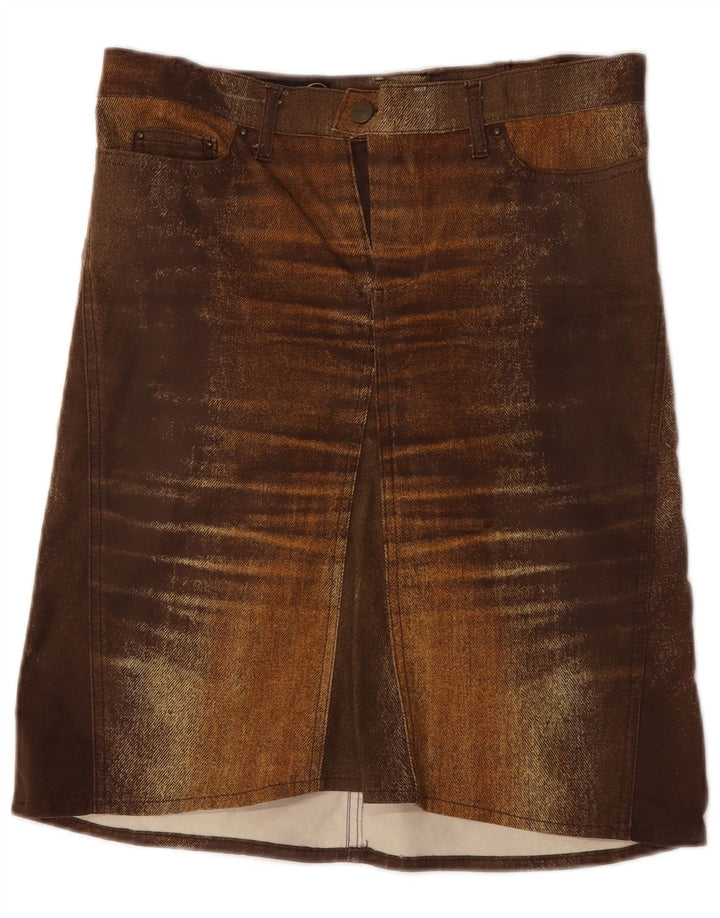 JUST CAVALLI Womens Denim Skirt IT 42 Medium W32 Brown Cotton