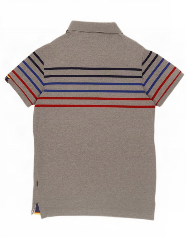 Camisa polo masculina Superdry algodão listrado cinza médio