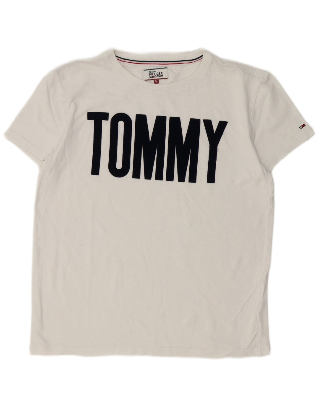Tommy Hilfiger Camiseta masculina gráfica Top Médio Branco