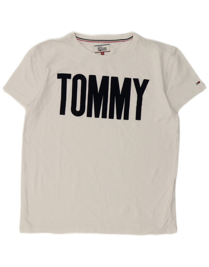 Tommy Hilfiger Camiseta masculina gráfica Top Médio Branco