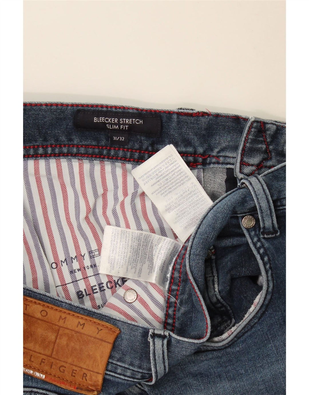 Tommy Hilfiger feminino Bleecker Stretch Slim Jeans W31 L28 Azul Algodão