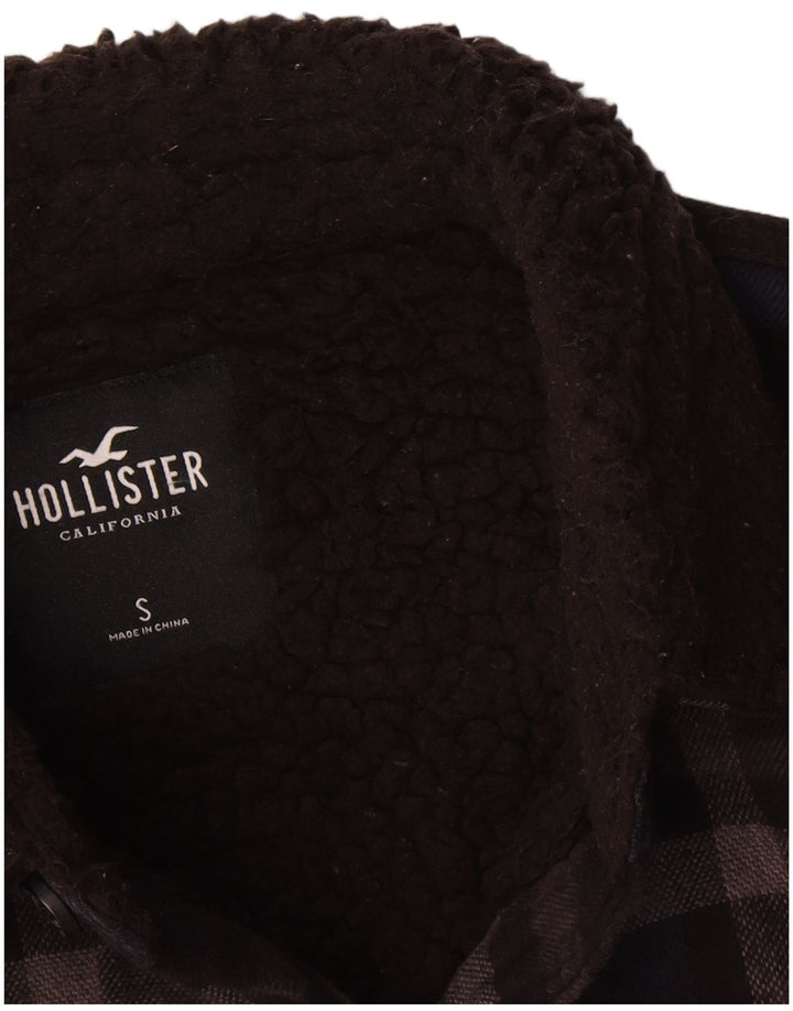 Jaqueta masculina Sherpa Hollister Reino Unido 36 pequeno algodão xadrez preto