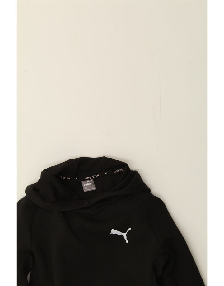 PUMA Girls Hoodie Jumper 11-12 Years Black Cotton Vintage Puma and Second-Hand Puma from Messina Hembry 