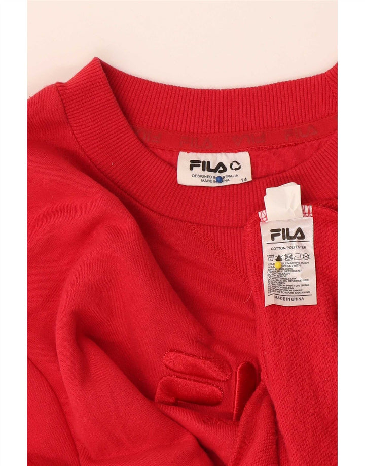 Fila moletom gráfico feminino jumper UK 14 grande algodão vermelho