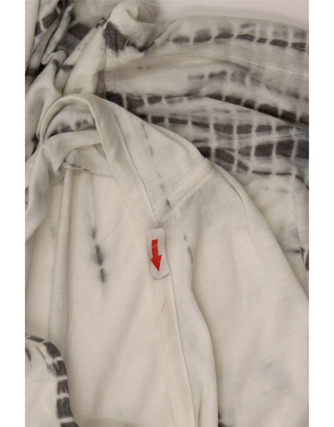 Top feminino vintage com capuz manga 3/4 Reino Unido 14 poliéster tie-dye branco médio