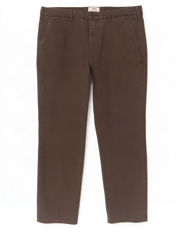 Calça chino masculina Marks & Spencer reta regular fit W38 L33 cinza