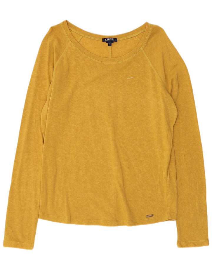 Woolrich feminino superdimensionado manga longa Reino Unido 10 algodão amarelo pequeno