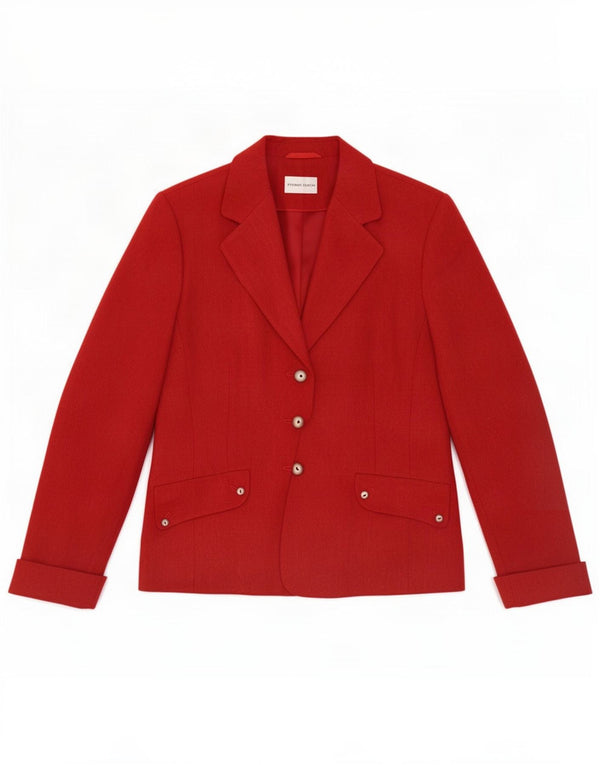 Frank Eden Womens 3 Button Blazer Jacket UK 14 Large Red Polyester