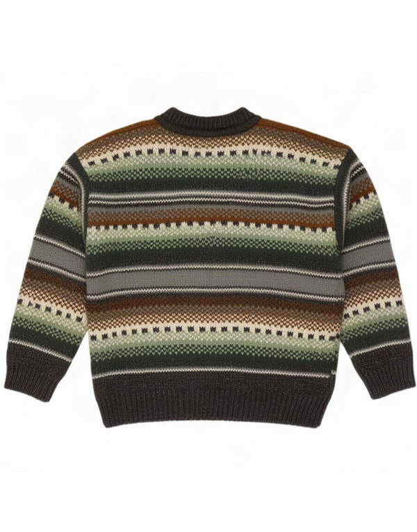 Suéter masculino Sonneti com gola redonda, grande verde Fair Isle acrílico