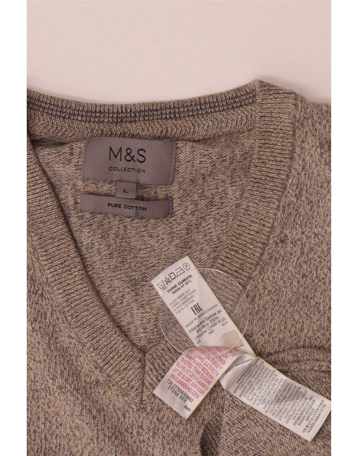 Regata masculina Marks & Spencer com colete grande de algodão bege salpicado