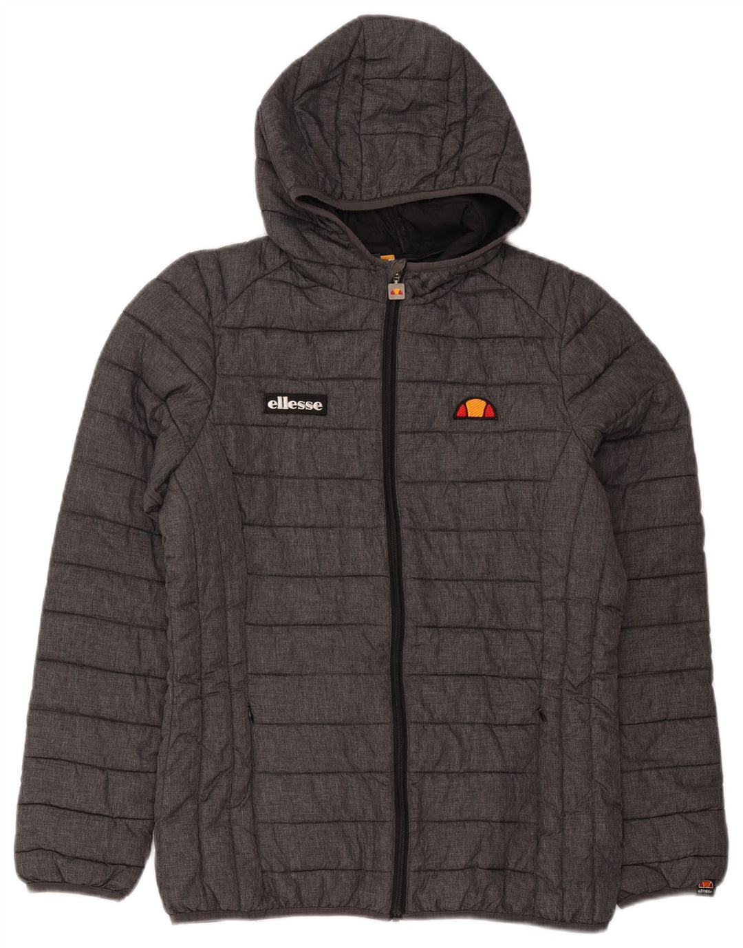 Jaqueta feminina acolchoada com capuz Ellesse UK 14 cinza médio poliamida esportiva