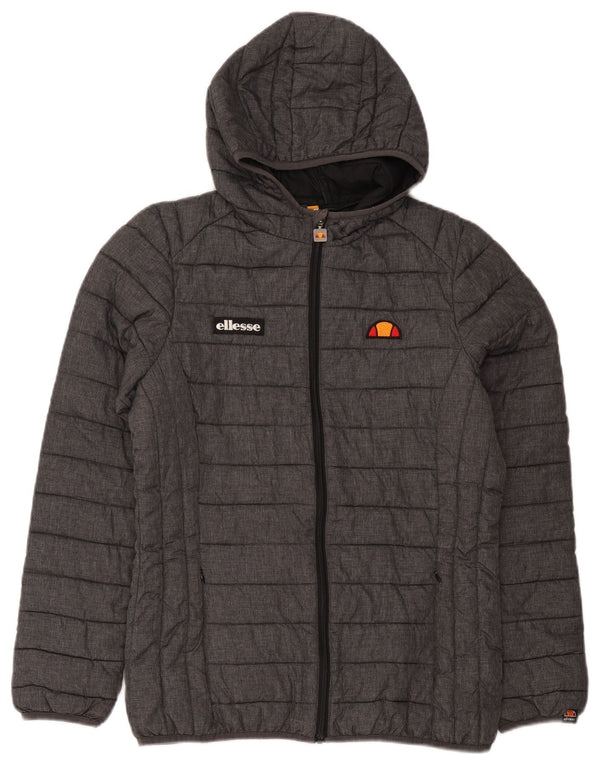 Jaqueta feminina acolchoada com capuz Ellesse UK 14 cinza médio poliamida esportiva