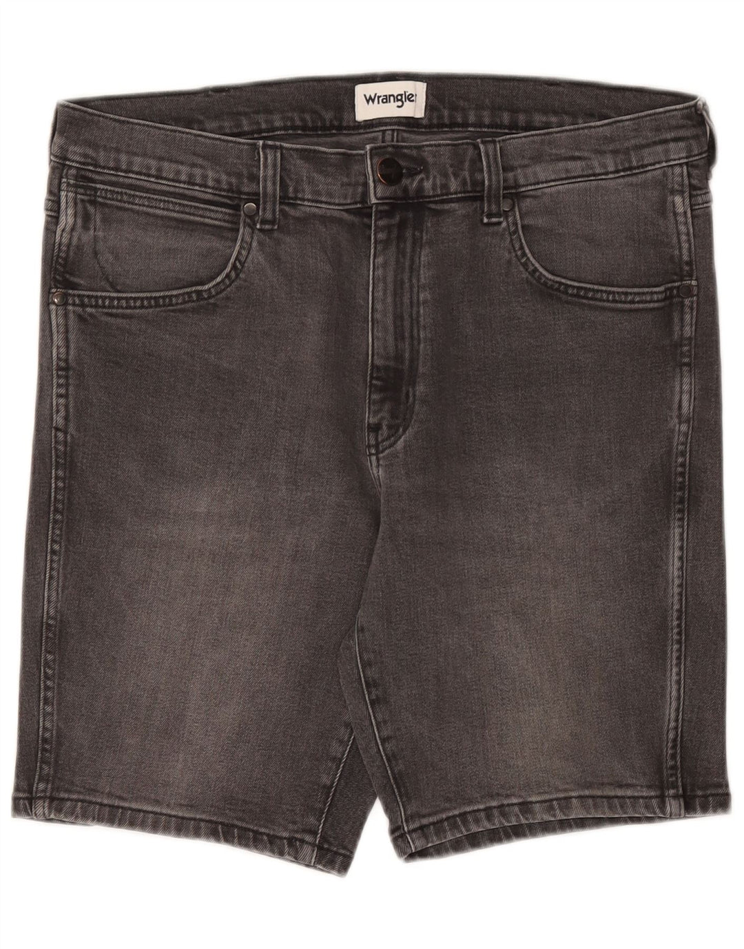 Shorts jeans Wrangler masculino de ajuste regular W34 grande algodão cinza