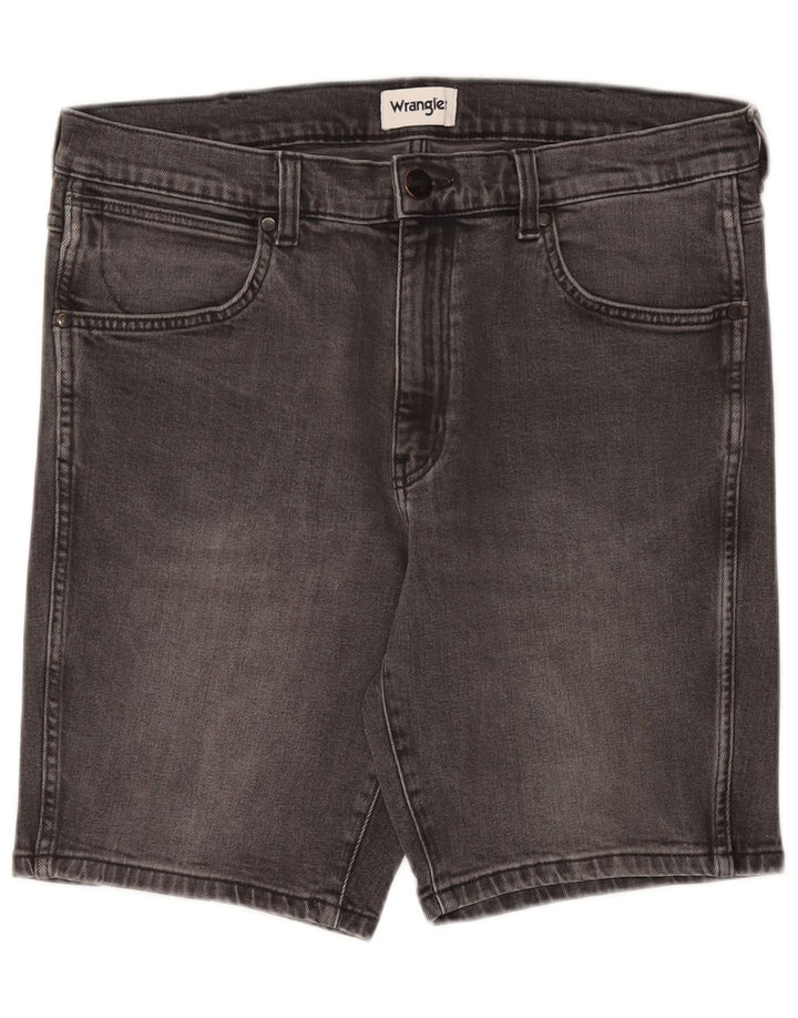 Shorts jeans Wrangler masculino de ajuste regular W34 grande algodão cinza