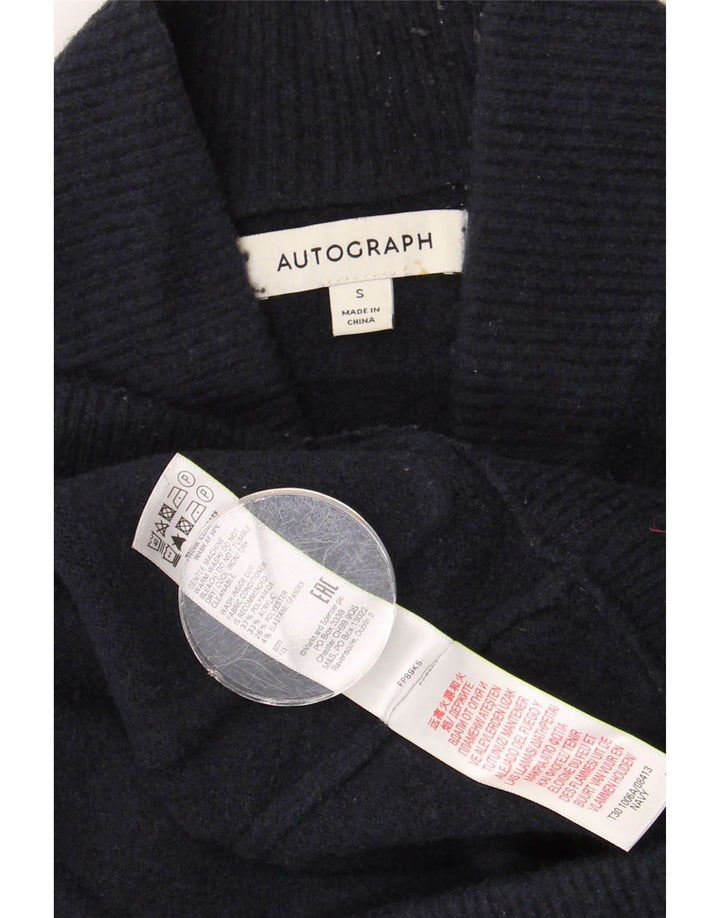 MARKS & SPENCER Suéter masculino Autograph Cardigan pequeno azul marinho poliamida