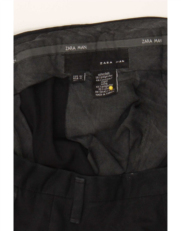 Zara Calça Chino Masculina Reta EU 42 Grande W32 L32 Poliéster Preto