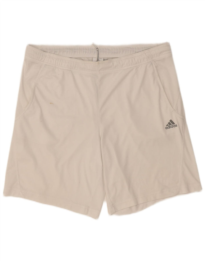 Shorts esportivos masculinos Adidas grande poliéster branco