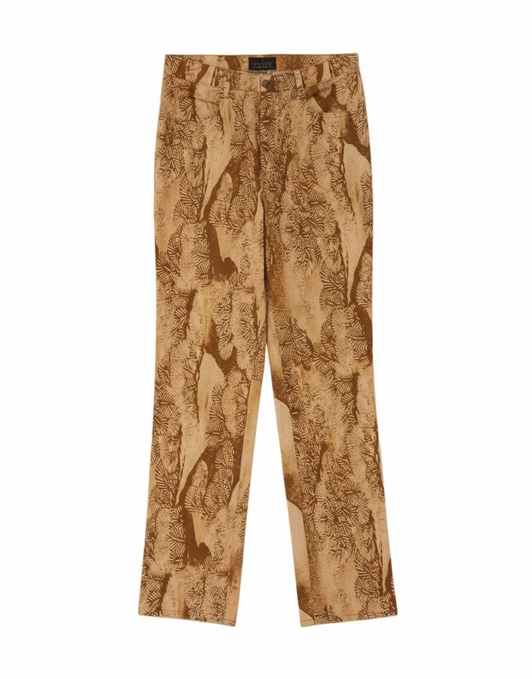 Calça feminina Trussardi com estampa abstrata reta casual W32 L33 bege