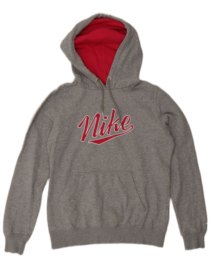 Jumper com capuz gráfico masculino Nike médio cinza algodão