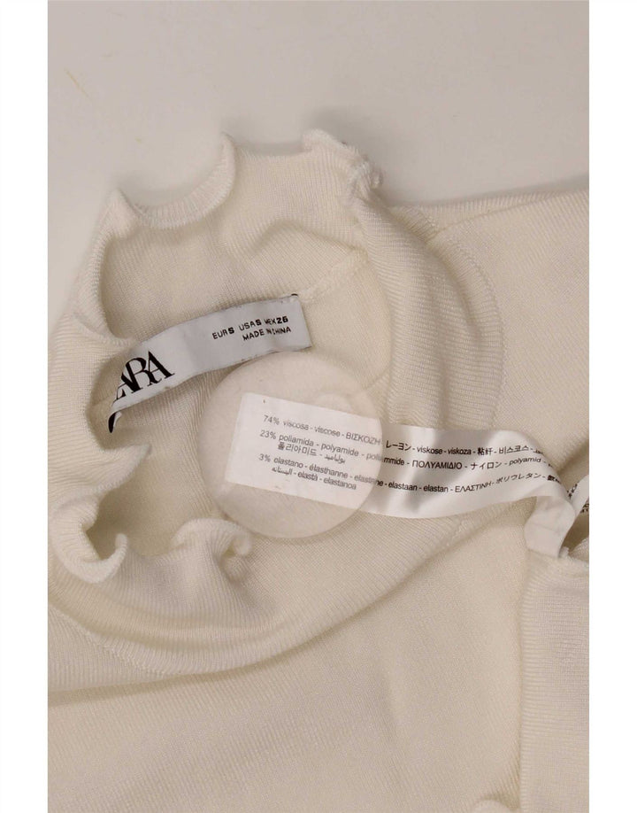 Zara Womens Crop Vest Top UK 10 Pequeno Viscose Branca