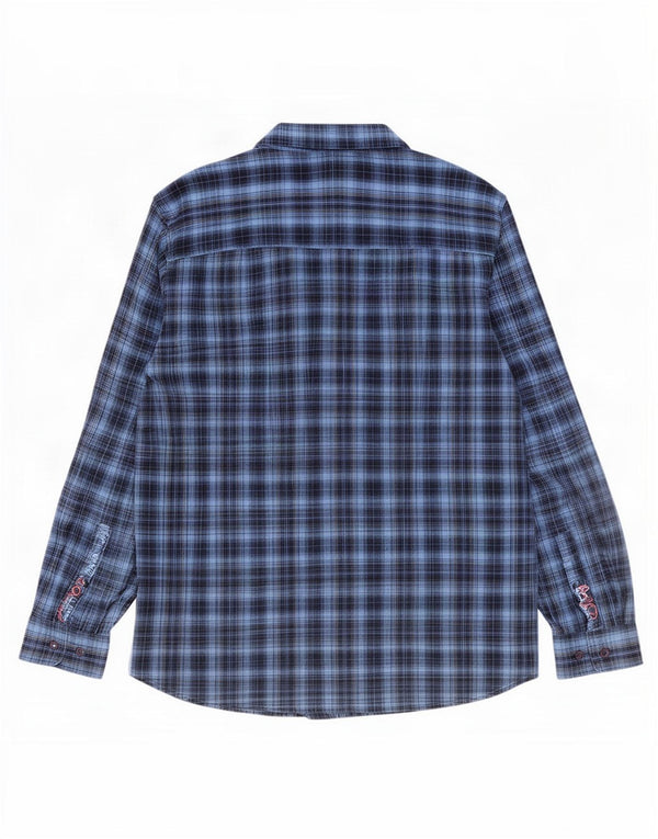 Camisa casual masculina Wrangler 3XL algodão xadrez azul