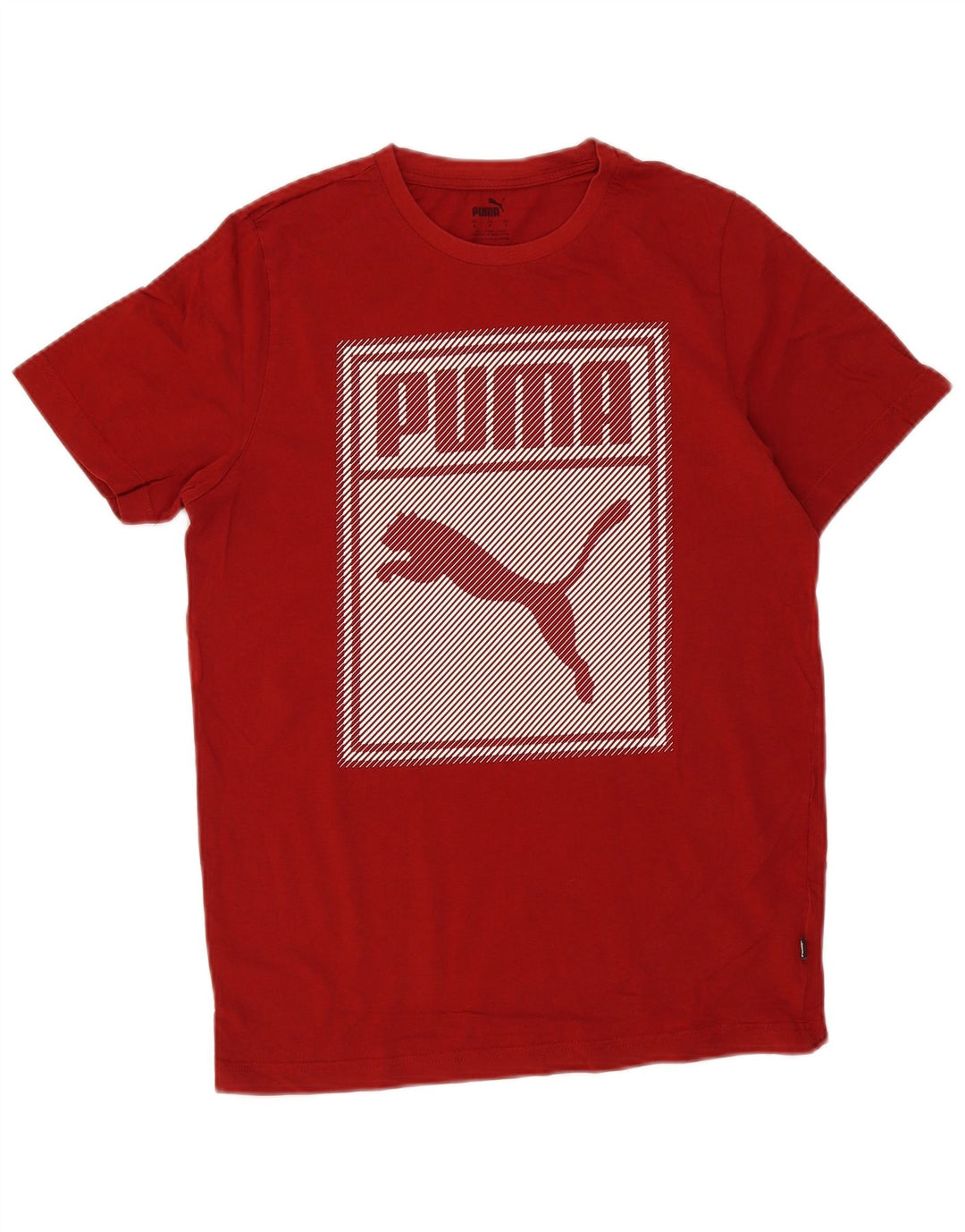 Puma Mens Graphic T-Shirt Top Pequeno Algodão Vermelho