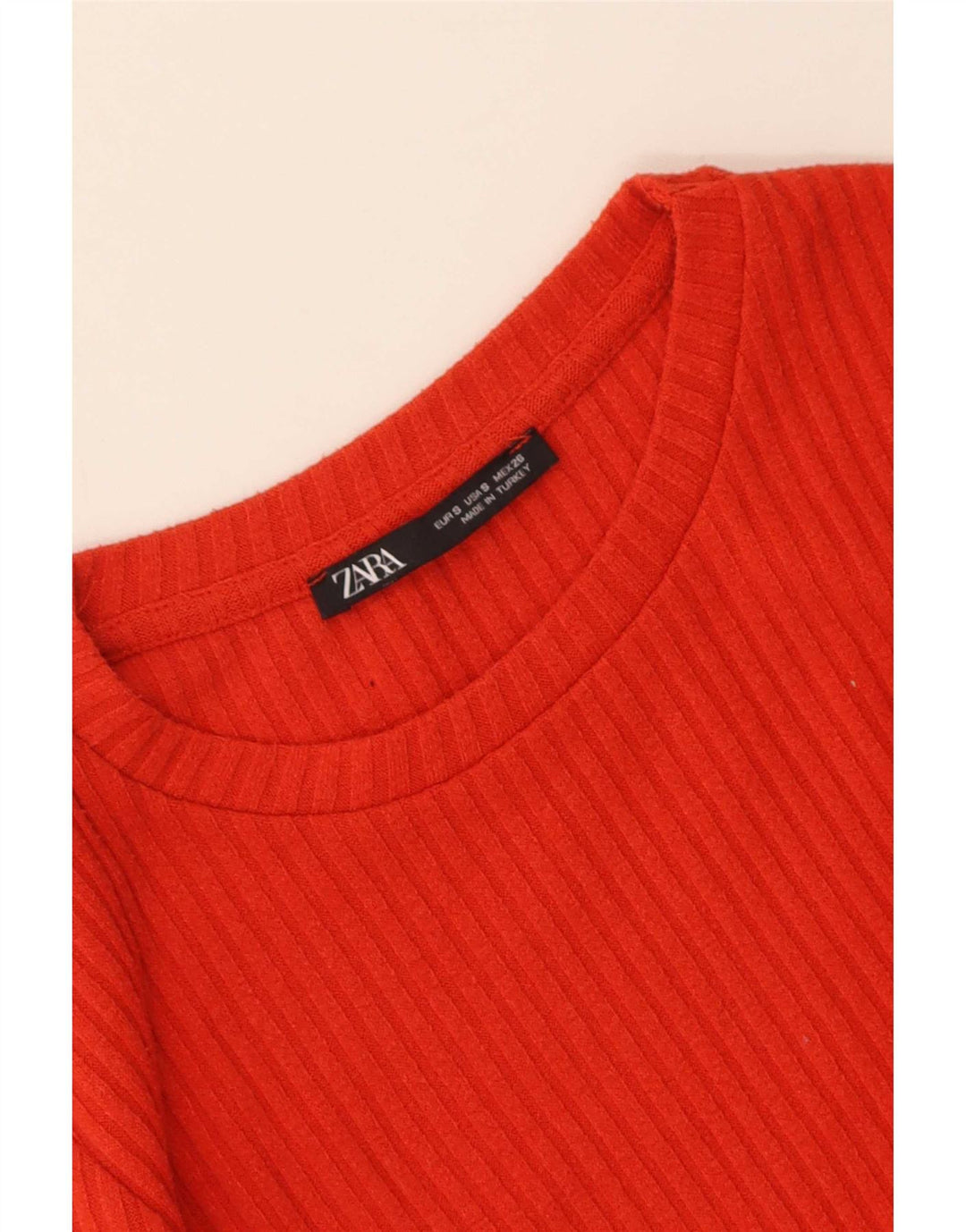 Top feminino Zara manga comprida UK 8 pequeno vermelho