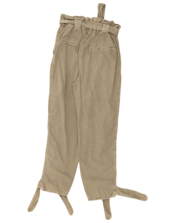 Zara Calça feminina casual cintura alta cônica EU 36 XS W26 L26 Cáqui