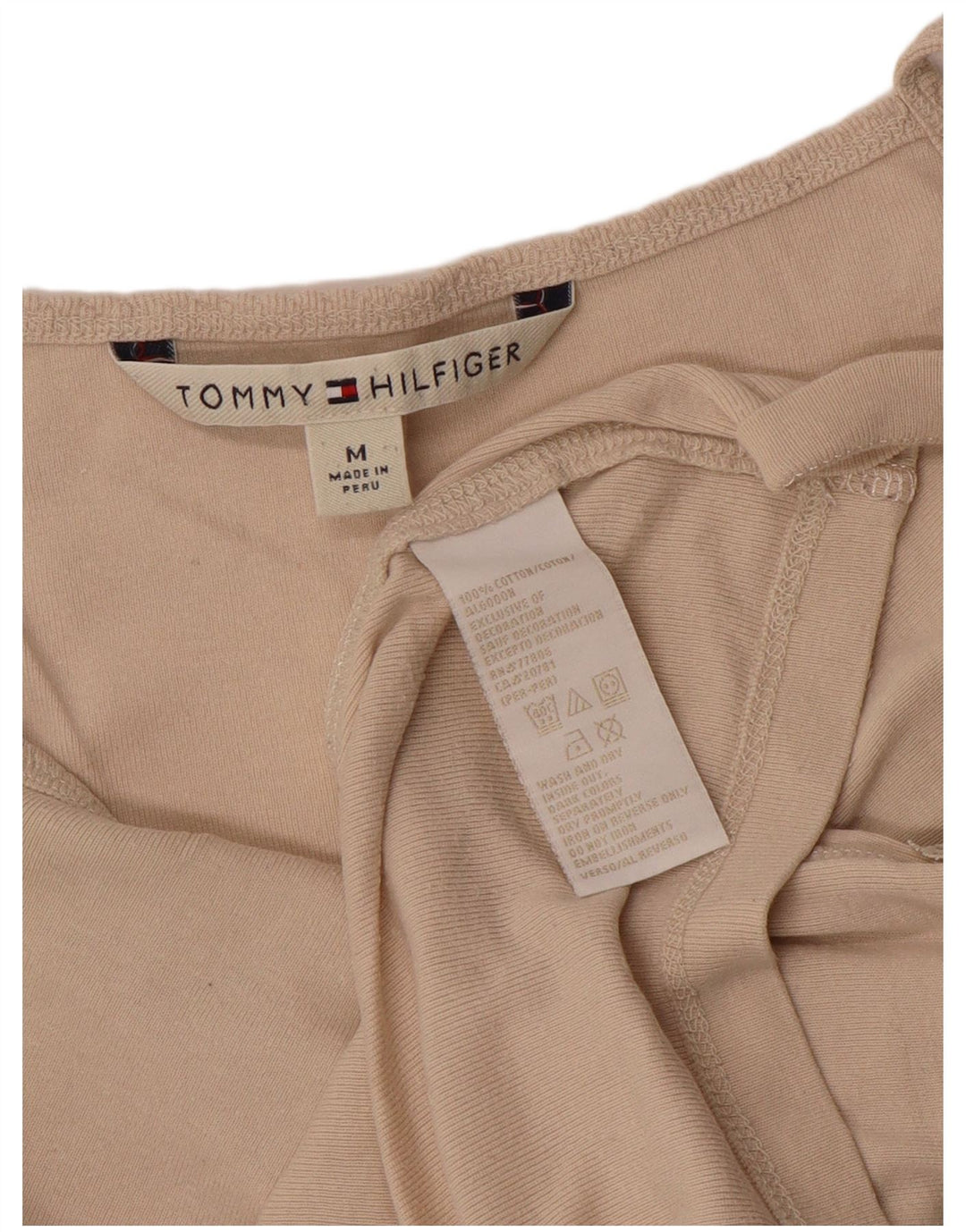 Tommy Hilfiger Cami Top Feminino UK 12 Algodão Bege Médio